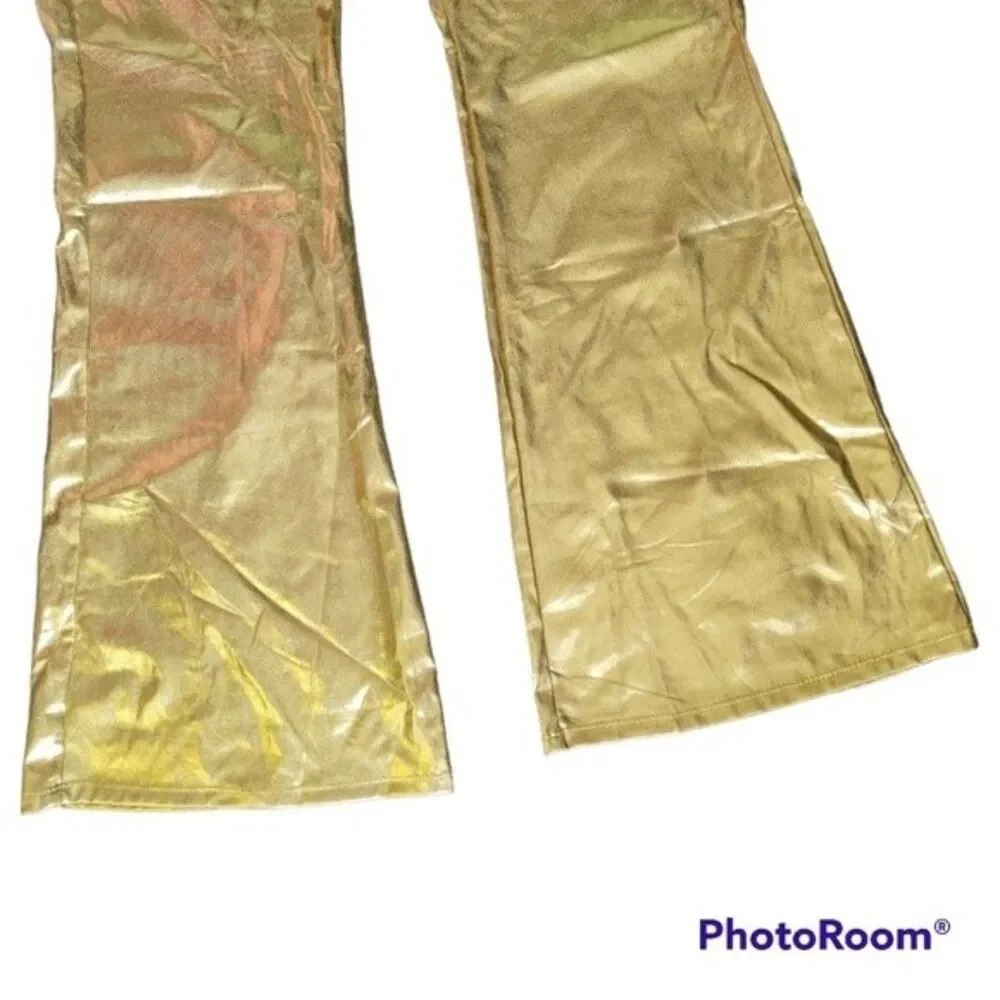 iEFiEL Shiny, Metallic GOLD Flared Stretchy Pants - S